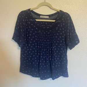 Medium Abercrombie Navy Blue short sleeve blouse top